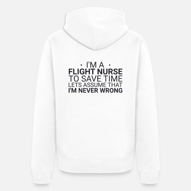 Flight Nurse Never Wrong Luftrettung - Unisex Premium Bio Zip Hoodie - Weiß