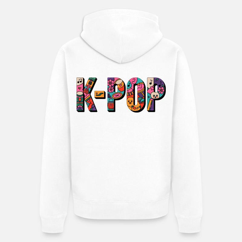 K-POP : Doodle Pop - Veste à capuche bio Premium Unisexe - blanc