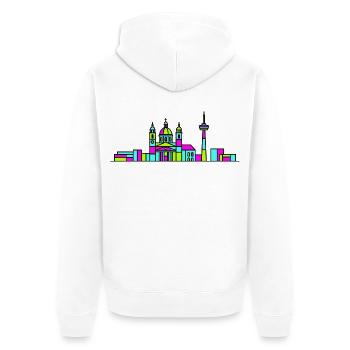 St Polten City Skyline Town Hall Line Art - Unisex Premium Organic Zip Hoodie - white - Back - Thijin (182cm)