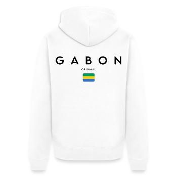 Gabonischer Stolz, minimalistisches, elegantes Design - Unisex Premium Bio Zip Hoodie - Weiß - Hinten - Thijin (182cm)