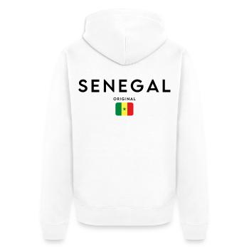Fierté sénégalaise, design minimaliste et élégant - Veste à capuche bio Premium Unisexe - blanc - Dos - Thijin (182cm)