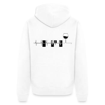 Vin Verre de vin Ligne en zigzag Rythme Vino Drôle - Veste à capuche bio Premium Unisexe - blanc - Dos - Thijin (182cm)