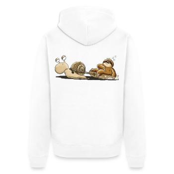 Schnecke Faultier Langsam Müde Tierhumor Cartoon - Unisex Premium Bio Zip Hoodie - Weiß - Hinten - Thijin (182cm)