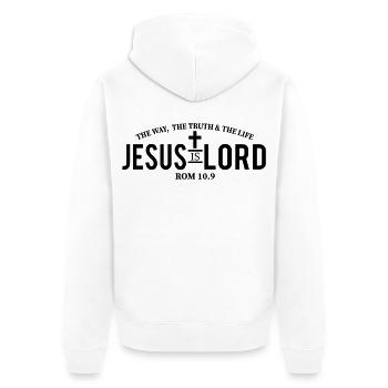 Jesus is Lord - Unisex Premium Bio Zip Hoodie - Weiß - Hinten - Thijin (182cm)