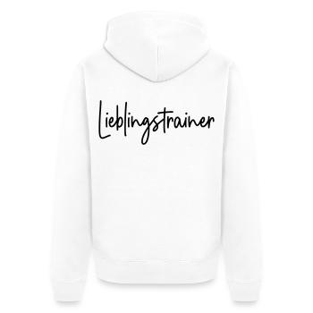 Lieblingstrainer Trainer - Unisex Premium Bio Zip Hoodie - Weiß - Hinten - Thijin (182cm)
