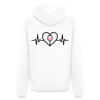 Wine Wine Glass Heart Rosé Wine - Unisex Premium Organic Zip Hoodie - white - Back - Thijin (182cm)