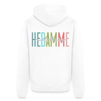 Midwife with heart design - Unisex Premium Organic Zip Hoodie - white - Back - Thijin (182cm)