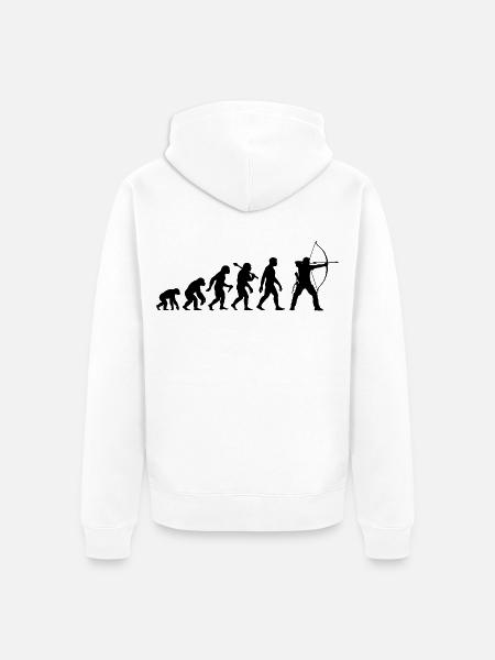 Bogenschütze Evolution Für Hobby Bogenschießen - Unisex Premium Bio Zip Hoodie - Weiß