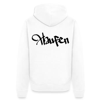 Haufen - Unisex Premium Bio Zip Hoodie - Weiß - Hinten - Thijin (182cm)