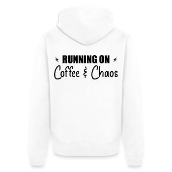 Running on coffee & chaos - Unisex Premium Organic Zip Hoodie - white - Back - Thijin (182cm)