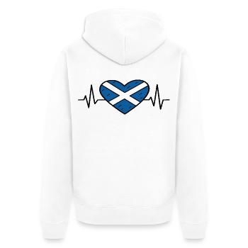 Drapeau de l’Écosse Heartbeat Line Scottish Pride Art - Veste à capuche bio Premium Unisexe - blanc - Dos - Thijin (182cm)