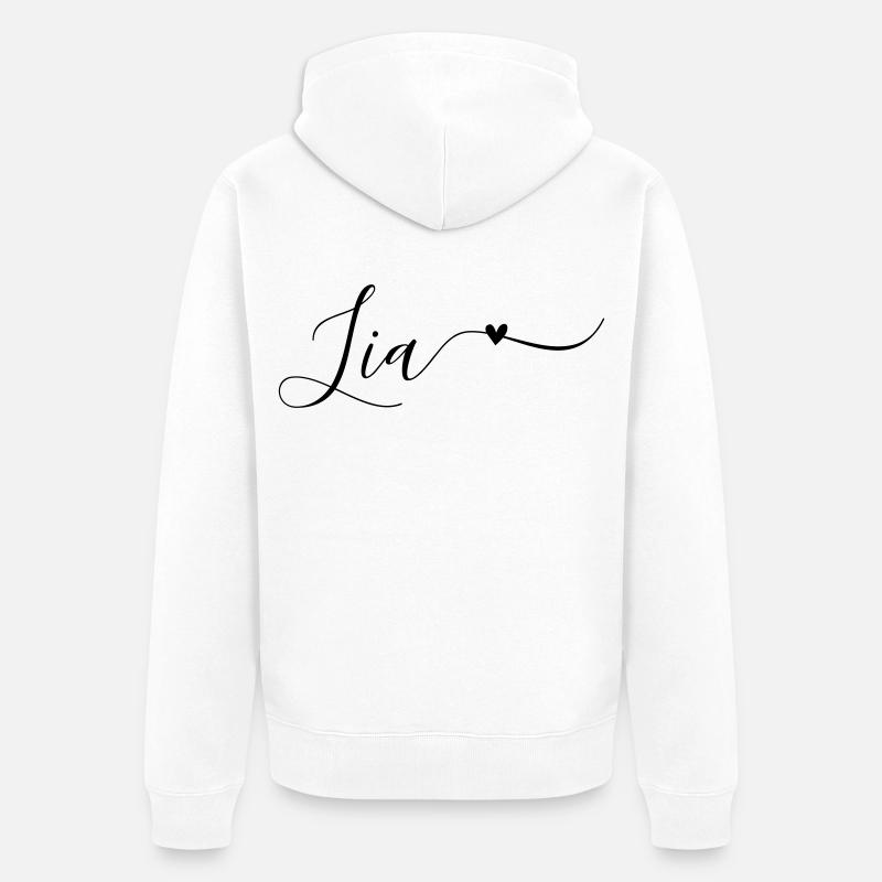 Lia Prénom Décoratif - Veste à capuche bio Premium Unisexe - blanc