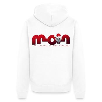 Moin - Unisex Premium Bio Zip Hoodie - Weiß - Hinten - Thijin (182cm)