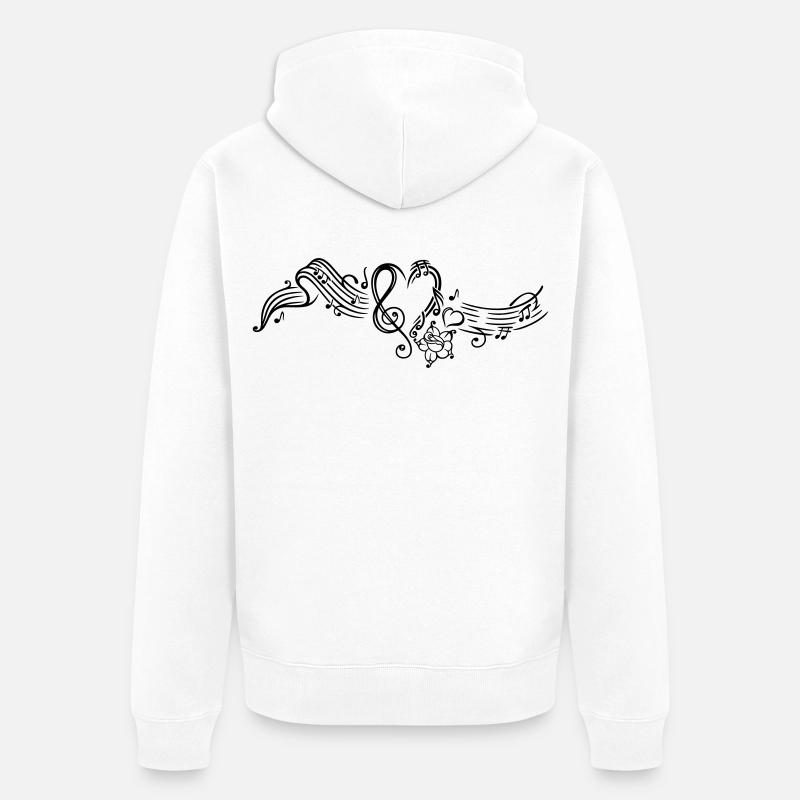 Notenblatt mit Musiknoten, music, notes, clef - Veste à capuche bio Premium Unisexe - blanc