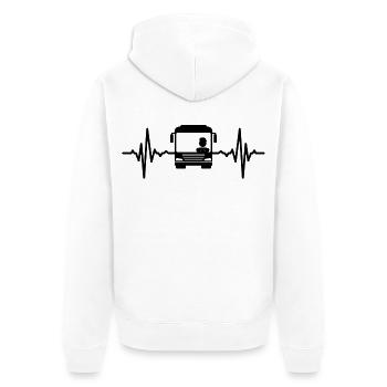 Busfahrer Herzschlag - Unisex Premium Bio Zip Hoodie - Weiß - Hinten - Thijin (182cm)