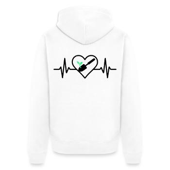 Herz Gärtnerei – Liebe Zur Natur - Unisex Premium Bio Zip Hoodie - Weiß - Hinten - Thijin (182cm)