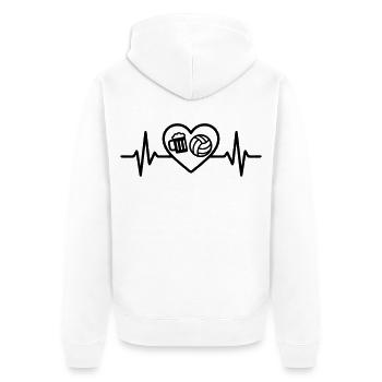 Herz Volleyball Bier - Unisex Premium Bio Zip Hoodie - Weiß - Hinten - Thijin (182cm)