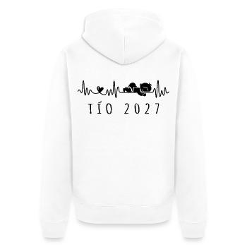 Tío 2027 Latido del Corazón - Futuro Tío - Unisex Premium Bio Zip Hoodie - Weiß - Hinten - Thijin (182cm)