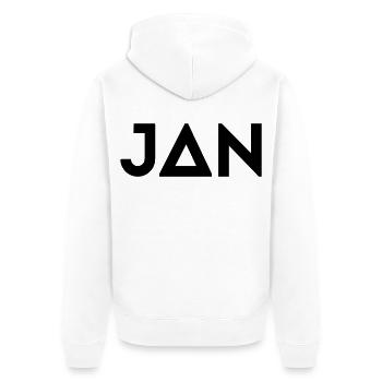 First name Jan - Unisex Premium Organic Zip Hoodie - white - Back - Thijin (182cm)