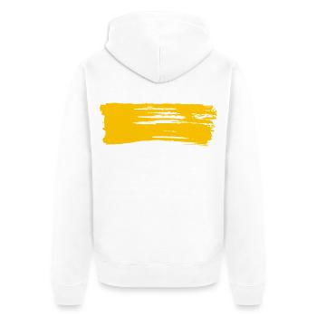 Gelber Streifen / Pinselstrich - Rechteck Balken - Unisex Premium Bio Zip Hoodie - Weiß - Hinten - Thijin (182cm)
