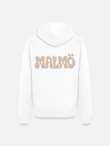 Malmö Retro Groovy Beige - Unisex Premium Bio Zip Hoodie - Weiß