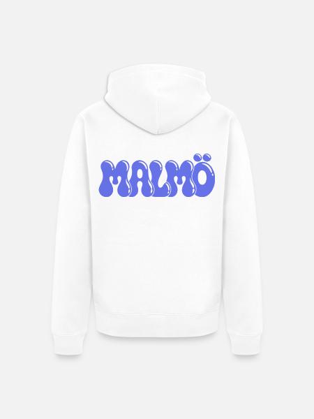 Malmö Retro Blue Periwinkle Wildleder - Unisex Premium Bio Zip Hoodie - Weiß