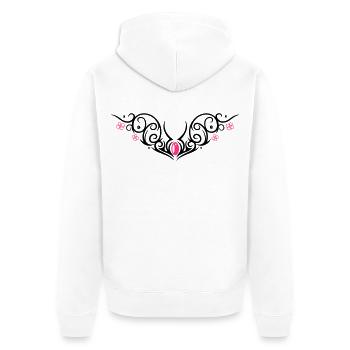 Kirschblüten Tribal, cherry blossom Tattoo - Unisex Premium Bio Zip Hoodie - Weiß - Hinten - Thijin (182cm)