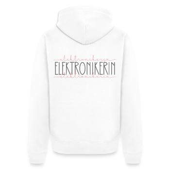 Elektronikerin Geschenk Büro Schnörkel - Unisex Premium Bio Zip Hoodie - Weiß - Hinten - Thijin (182cm)