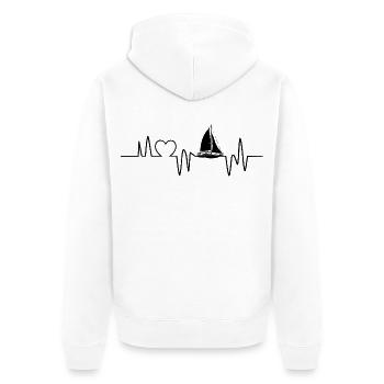 Segler Geschenk Segelboot Meer Herzschlag Segeln - Unisex Premium Bio Zip Hoodie - Weiß - Hinten - Thijin (182cm)