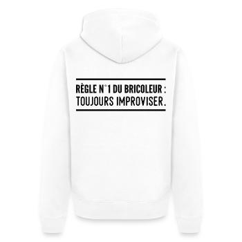 Règle n°1 du bricoleur : toujours improviser - Veste à capuche bio Premium Unisexe - blanc - Dos - Thijin (182cm)