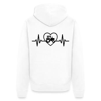Herz Tractor – Passion for Agriculture - Unisex Premium Organic Zip Hoodie - white - Back - Thijin (182cm)