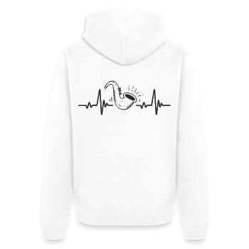 Saxophon Rhythmusmusik Jazzinstrument Herz - Unisex Premium Bio Zip Hoodie - Weiß - Hinten - Thijin (182cm)