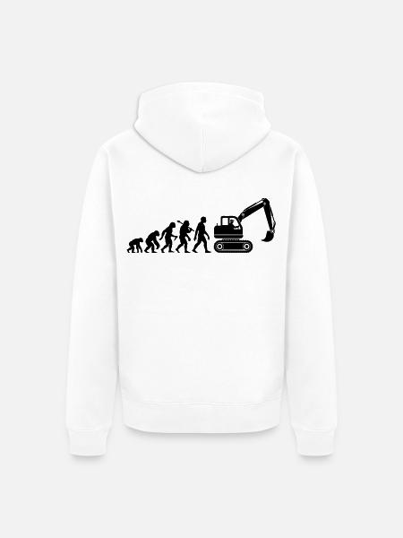 Baggerfahrer Evolution Für Baggerführer Mit Bagger - Unisex Premium Bio Zip Hoodie - Weiß