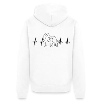 Hund und Katze EKG Herzschlag - Unisex Premium Bio Zip Hoodie - Weiß - Hinten - Thijin (182cm)