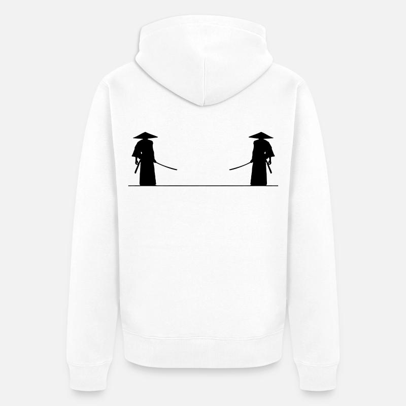 Bataille de samouraï - Veste à capuche bio Premium Unisexe - blanc