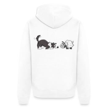 Border Collie Und Schaf I Hütehund Hund Fun - Unisex Premium Bio Zip Hoodie - Weiß - Hinten - Thijin (182cm)
