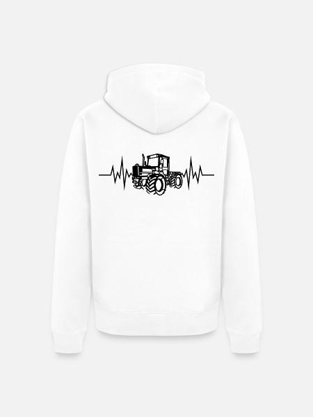 MB Trac 01 Herzfrq - Unisex Premium Bio Zip Hoodie - Weiß