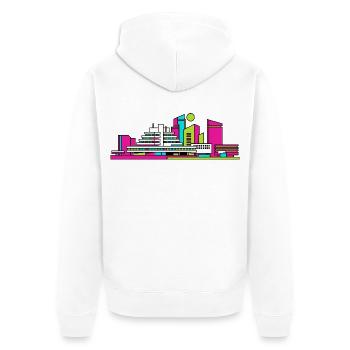 Cumbernauld City Skyline Moderne Linienzeichnung - Unisex Premium Bio Zip Hoodie - Weiß - Hinten - Thijin (182cm)