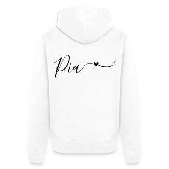 Pia Name Vorname Dekorativ - Unisex Premium Bio Zip Hoodie - Weiß - Hinten - Thijin (182cm)