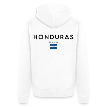 Drapeau du Honduras, design minimaliste élégant - Veste à capuche bio Premium Unisexe - blanc - Dos - Thijin (182cm)