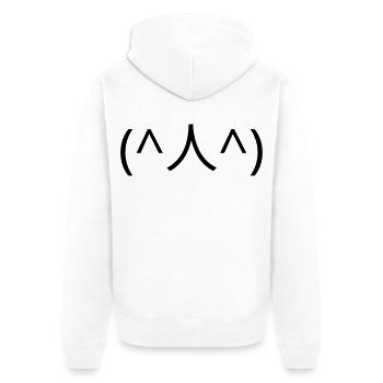 Begging emote (^人^) thank you Kaomoji - Unisex Premium Organic Zip Hoodie - white - Back - Thijin (182cm)