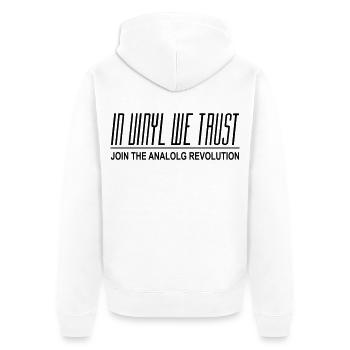 In Vinyl We Trust - Unisex Premium Bio Zip Hoodie - Weiß - Hinten - Thijin (182cm)