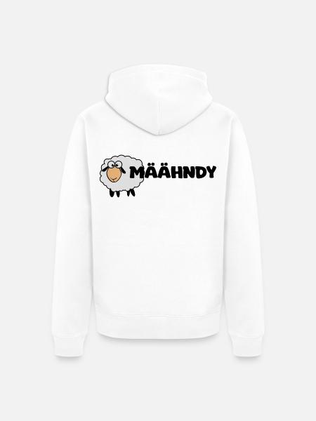 Määhndy - Mandy Namensshirt mit Schafnote - Unisex Premium Bio Zip Hoodie - Weiß