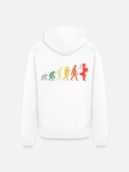 Retro Dudelsack Evolution Für Dudelsackspieler - Unisex Premium Bio Zip Hoodie - Weiß