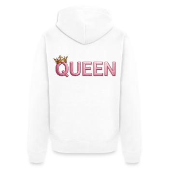 Pink Crown Queen Typografie - Unisex Premium Bio Zip Hoodie - Weiß - Hinten - Thijin (182cm)