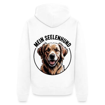 Labrador Retriever Labbi mein Seelenhund - Unisex Premium Bio Zip Hoodie - Weiß - Hinten - Thijin (182cm)