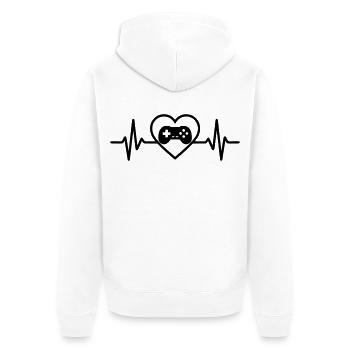 Herz Retrogaming – Vintage Game Console - Unisex Premium Organic Zip Hoodie - white - Back - Thijin (182cm)