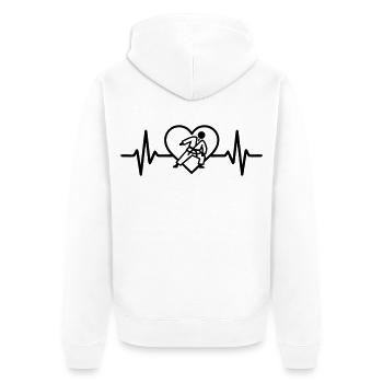 Herz Judo – Leidenschaft Kampfsport - Unisex Premium Bio Zip Hoodie - Weiß - Hinten - Thijin (182cm)