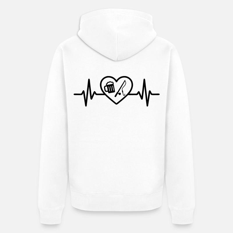 Herz Angeln Bier - Unisex Premium Bio Zip Hoodie - Weiß