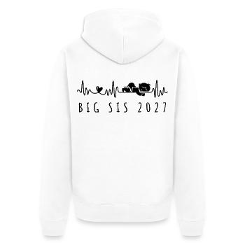 Big Sis 2027 Heartbeat Pregnancy Announcement - Unisex Premium Organic Zip Hoodie - white - Back - Thijin (182cm)